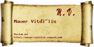 Mauer Vitális névjegykártya
